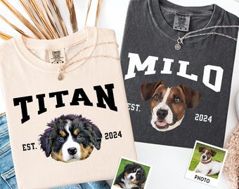 Custom Dog Portrait Comfort Colors Shirt: Retro Pet Photo Tee