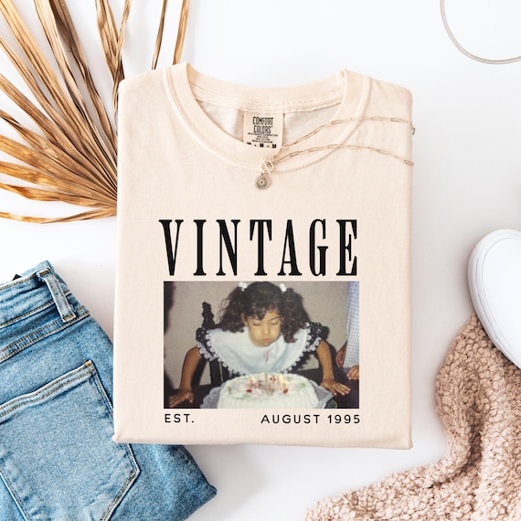 Personalized Photo Birthday Party Shirt, Custom Picture Shirt, Custom Vintage Photo And Year Shirt, 1995 Birthday Shirt, 30th Birthday Gift