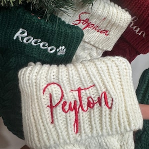 Personalized Embroidered Cable Knit Christmas Stocking: Custom Monogram