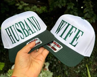 Husband Wife Matching Hats, Personalized Wedding Trucker Hats, Honeymoon Couple Caps, Newlywed Gift, Bride Groom Embroidered Hat