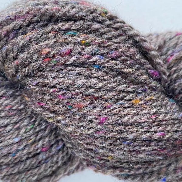 Romney Wool natural grey & Sari Silk YARN - Flower Moon