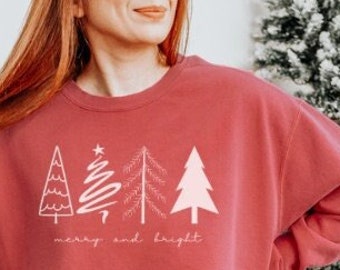 Merry and Bright Sweatshirt, Cute Christmas Sweatshirt, Christmas tree sweater, Christmas Sweatshirt for women, Merry Christmas Sweatshirt