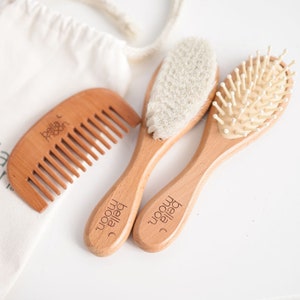 Baby Brush Set 3pcs, infant Hair Brush, New Born Baby Gift, Baby Shower Gift, Baby Girl Or Boy Gift, Gifts for her Or Him, Baby Shower Gift