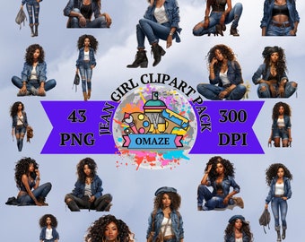 43 Imágenes prediseñadas de chica de mezclilla, chica de jeans, imágenes prediseñadas de chica de mezclilla con curvas, chica de moda, ilustración de chica afroamericana, imágenes prediseñadas de chicas afro, chica negra