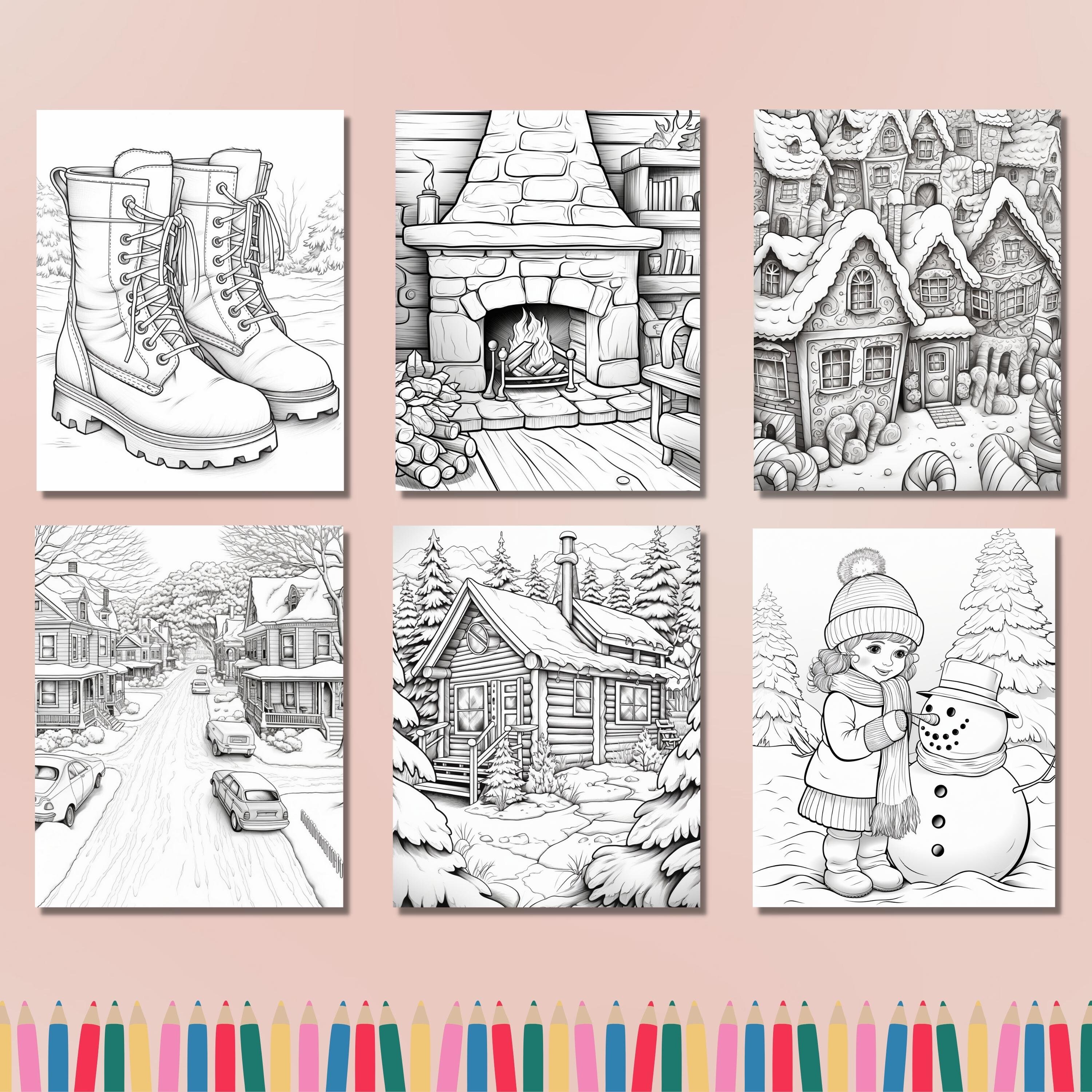 60 Winter Coloring Pages, Chrsitmas, Snow Coloring Page,season Coloring