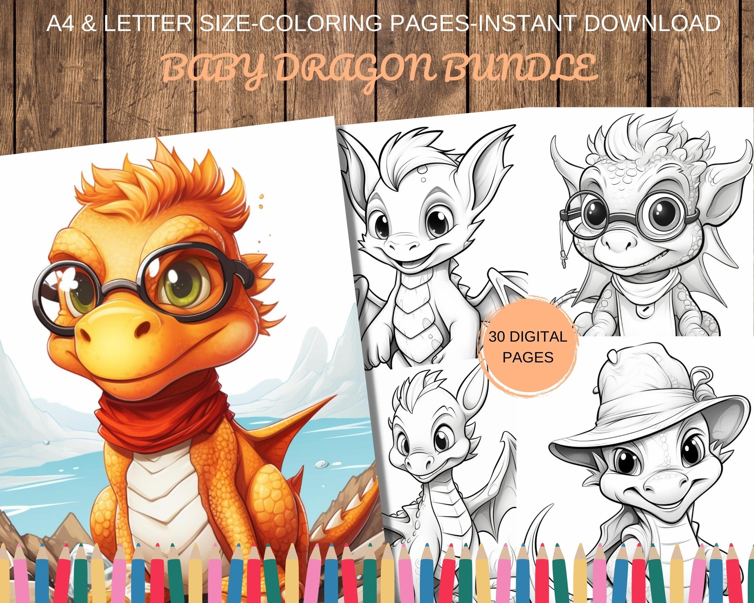 30 fantasie babydraken kleurplaten, 33 afdrukbare pdf, cartoon babydraak  kleurboek, kleurplaten draken, kleurplaten draken - Etsy België, image size:2500x2000