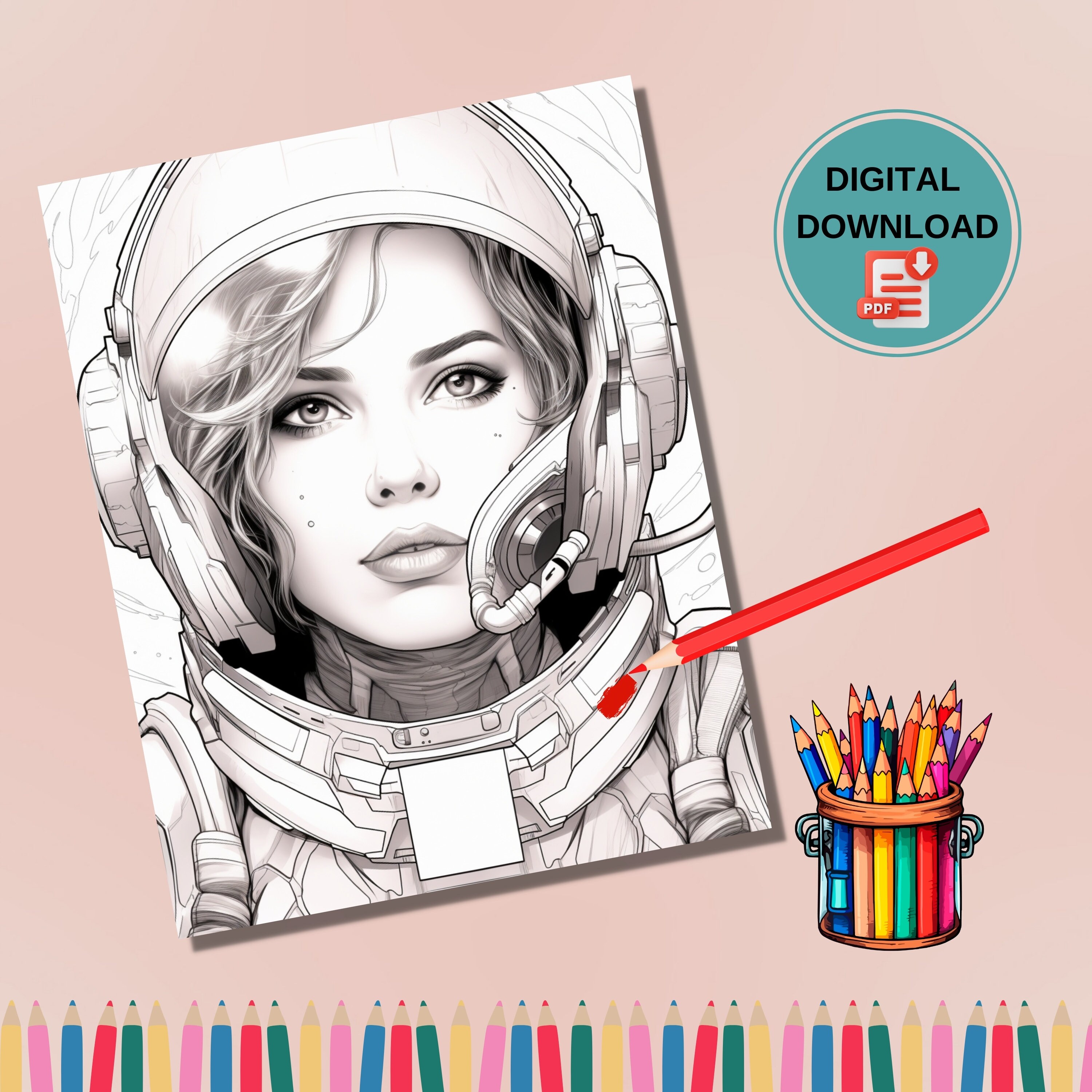 40 Anime Space Girls Coloring Book Pages Astronot Coloring Sheets Manga ...