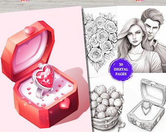 30 Happy Valentines Coloring Pages Sweet Valentines Day Couple Coloring Book Valentines Day Grayscale Love Coloring Book for Adults and Kids