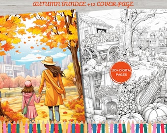 120 Autumn Coloring Pages | Fall Coloring | Stress Relief | Printable Adult Coloring Page | Instant Download | Pumpkin Coloring Pages