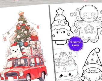 75 Kawaii Julmålarbilder, Jul Kawaii Jultomtenmålarbilder, Kawaii Gåvor, Söt Kawaii, Kawaii Anime, Kawaii Målarbokssidor