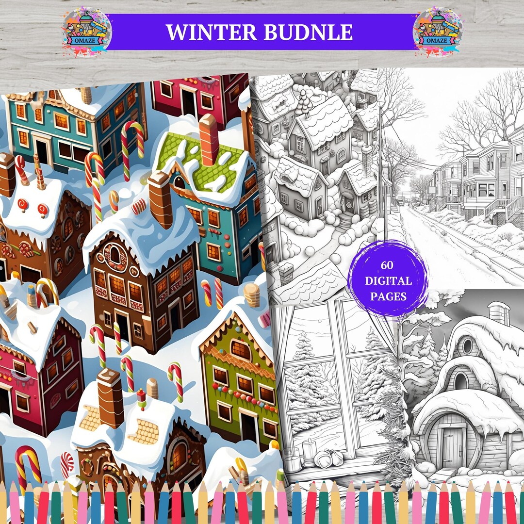 60 Winter Coloring Pages, Chrsitmas, Snow Coloring Page,season Coloring