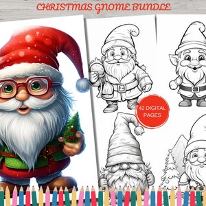 42 Christmas Gnomes Coloring Book Pages, Xmas Noel Gnome Coloring Pages, Christmas Coloring Book  for Adults and Kids Coloring Sheets