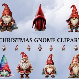40 Watercolor Chhristmas Gnomes Collection Clipart, PNG Christmas Gnomes Clipart, Fantasy Clipart, Winter Holidays, Gnomes PNG, xmas clipart