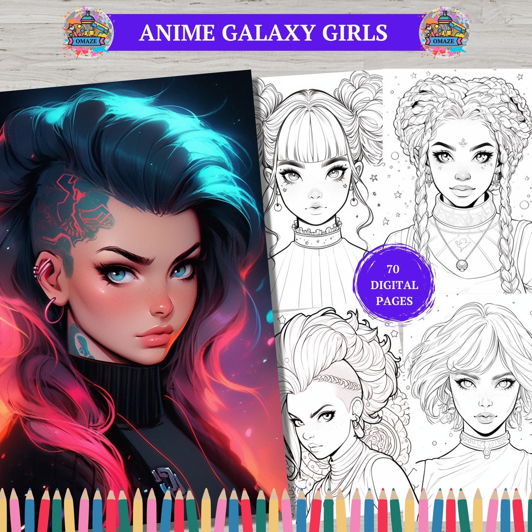 70 Anime Galaxy Girls Coloring Page, Manga Fantasy Coloring Book Pages ...