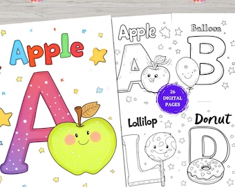 Alphabet Coloring Book Pages, ABC Coloring Pages, Preschool Activity, Preschool Printables, Kids Worksheets,Kids Educational Alphabet Prints