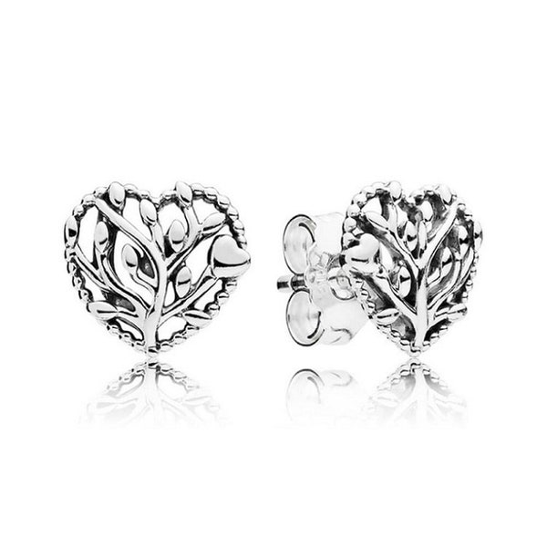 Pandora Family Tree Heart Stud Earrings Gift for Her: Symbolic Family Bond Heart Stud Earrings – Bestselling Modern UK Design 297085