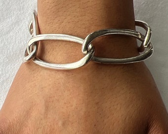 Cool Heavy Sterling Silver Link Bracelet.