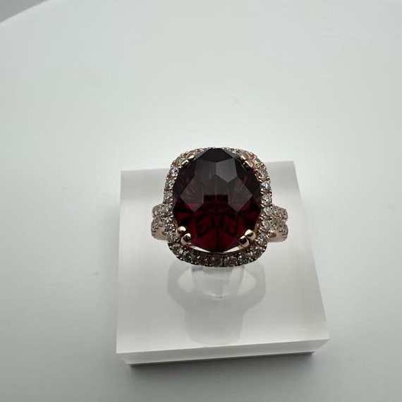 Rhodolite Garnet and Diamond Ring in Rose Gold - image 2