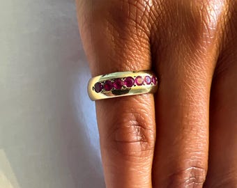 Heavy 14K Yellow Gold Ruby Band 0.66 Carats