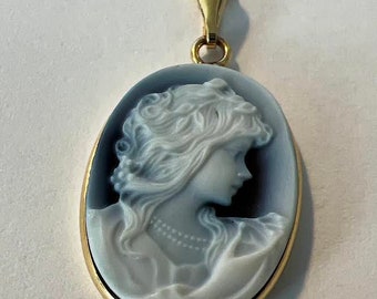 Black & White Cameo Halskette 14K Gelbgold Italien