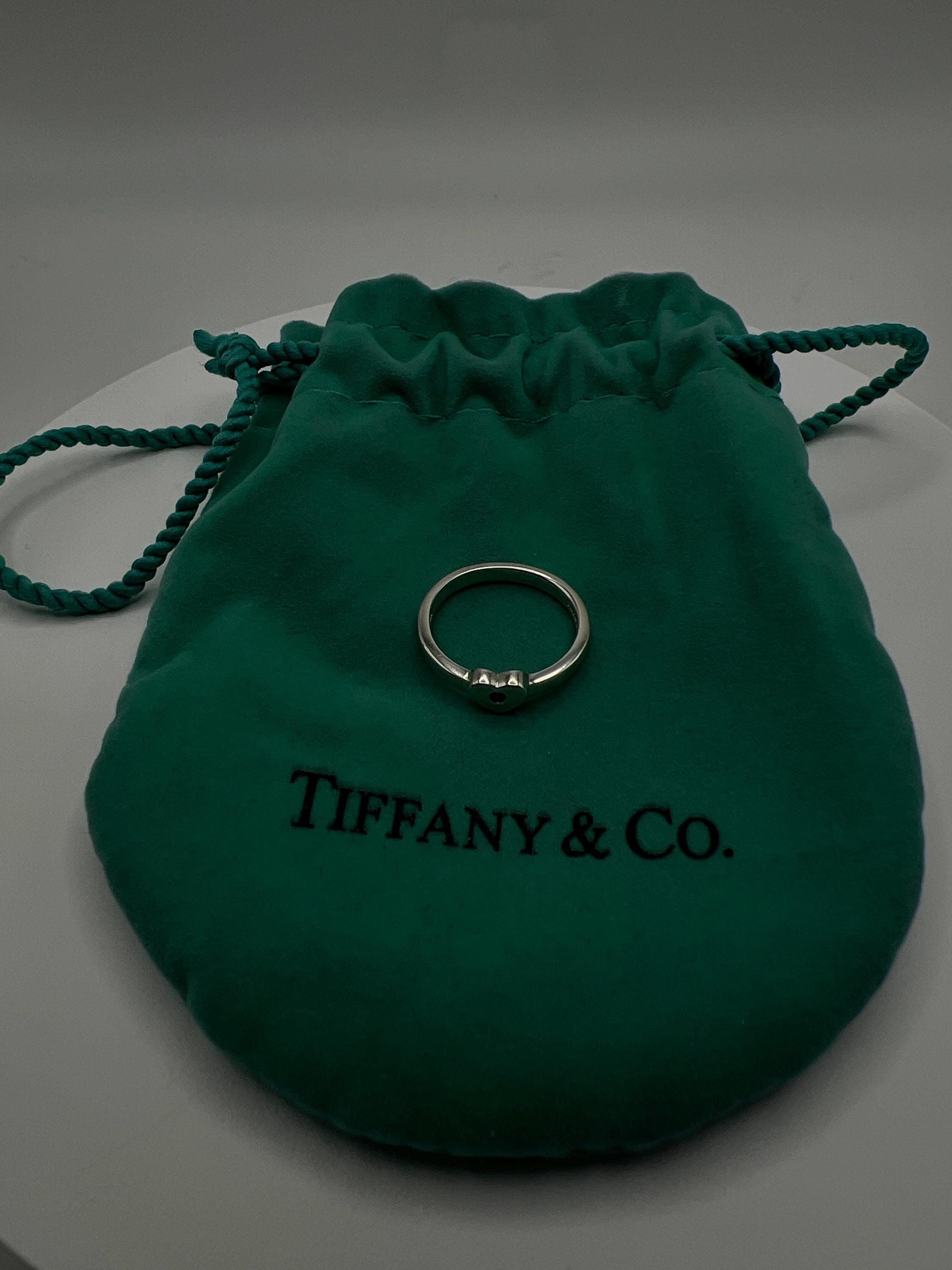 Genuine Tiffany & Co. Heart Shape Pink Sapphire Band in Sterling Silver