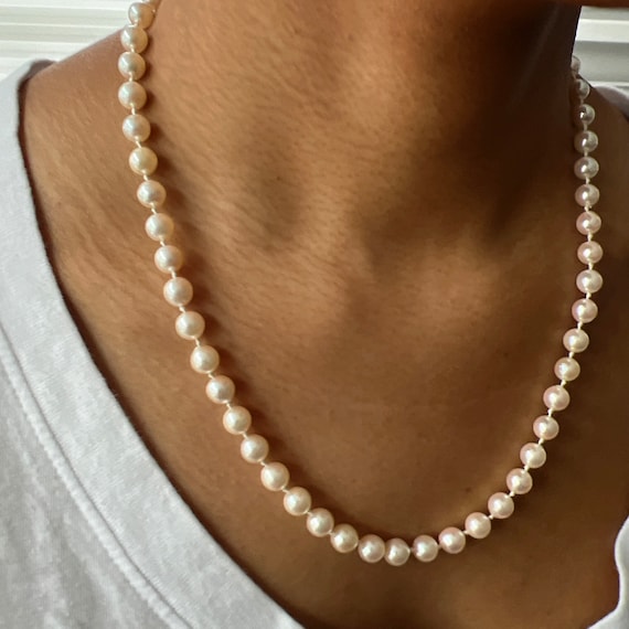 Akoya Japanese Cultured Pearl Necklace 61/2 to 7m… - image 2