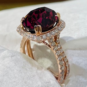 Rhodolite Garnet and Diamond Ring in Rose Gold