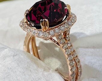 Rhodolite Garnet and Diamond Ring in Rose Gold