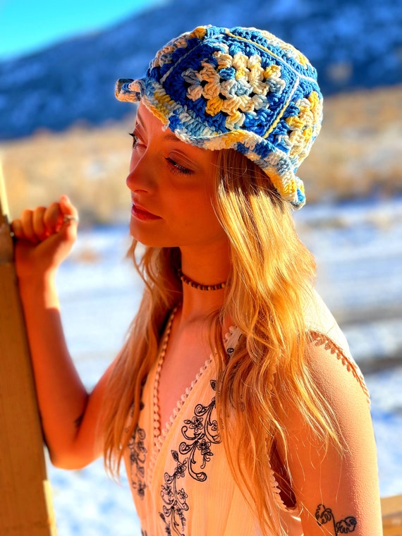 ??Blueberry granny square bucket hat?? CapCut Cute Blueberry?Bucket Hat! #crochetsummer  main image 2