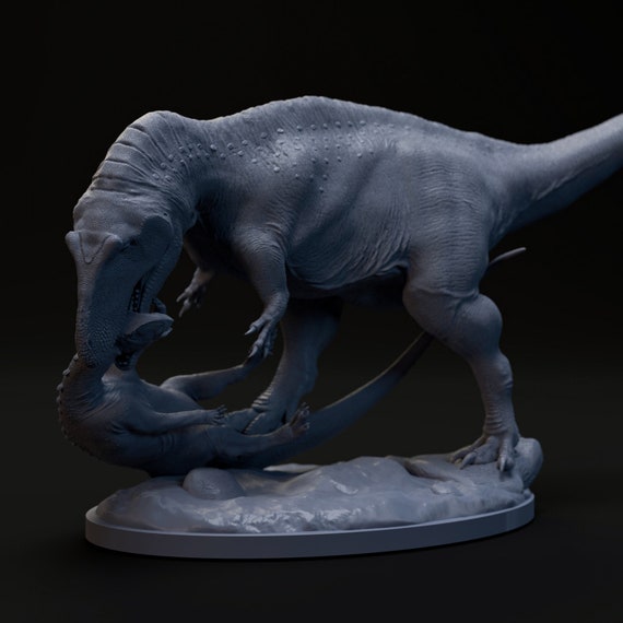 アクロカントサウルスがテノントサウルスを狩る – 3D樹脂プリントの