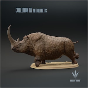 Coelodonta Antiquitatis - The Woolly Rhinoceros Running 1:20 Scale Model - Exceptional 3D Resin Printed Miniature Model