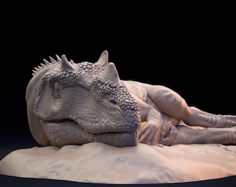 Ceratosaurus durmiendo (modelo a escala 1:35) – Miniatura de resina impresa en 3D