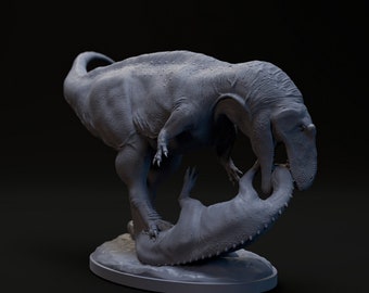 アクロカントサウルスがテノントサウルスを狩る – 3D樹脂プリントの