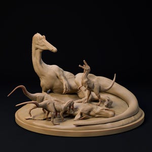 Suchomimus-familie: schaalmodel 1:35: uitzonderlijke 3D-harsgedrukte miniatuur | Dinosaurussen, TableTop Gaming, Jurassic, DND Creature