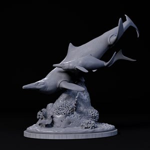 Megapterygius Madre e Cucciolo Scala 1:35 - Eccezionale modello in miniatura stampato in resina 3D / Dinosauri, Giochi da Tavolo, Giurassico, Creatura D&D