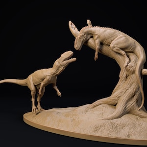 Monolophosaurus Paar 1:35 Modell - Außergewöhnliches 3D Harz gedrucktes Miniaturmodell | Dinosaurier, TableTop Gaming, Jurassic