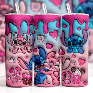 Stitch Tumbler Svg With Hearts 