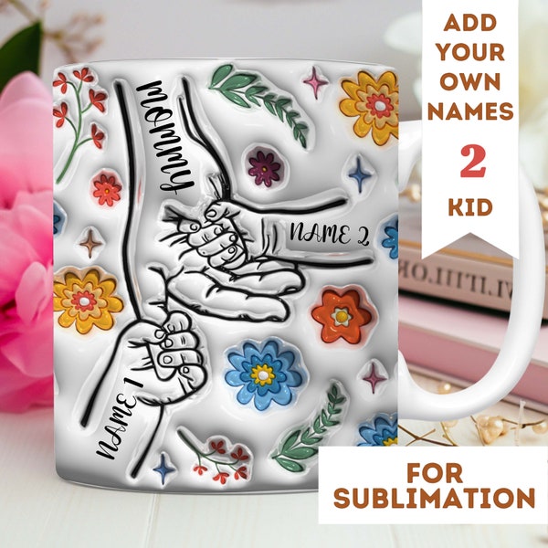 First My Daughter Forever My Friend 2 Children 3D Mug Wrap 11oz 15oz Sublimation Download Inflated PNG Mothersday Custom Granny Family Nanny