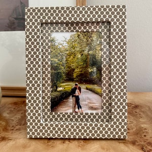 Neutral Geo Fabric Wrapped Custom Picture Frame and Mat - 4x6" photo