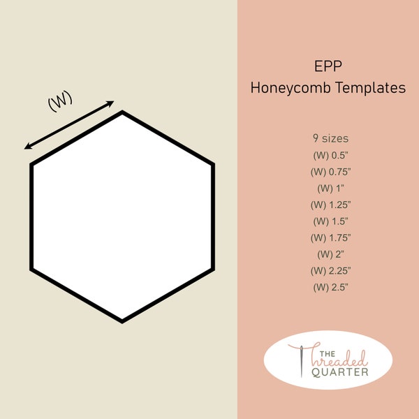 9 Sizes Printable Hexagon EPP templates PDF Instant Download