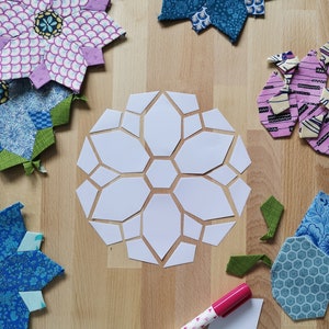 Voorgesneden Nigella-papieren sjablonen voor Engelse Paper Piecing - Ontworpen door The Fabric Hare - EPP