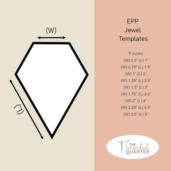 9 Sizes Printable Jewel EPP templates PDF Instant Download