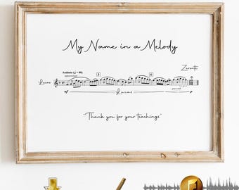 My Name in a Melody + MP3, Personalized Musical Gift with Name, Personalized Sheet Music for Musicians, Music Gift for Teachers