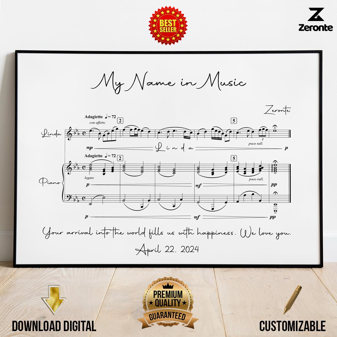 My name in music, Personalized musical gift with name, Personalized sheet music with your name, Personalized gift for musicians
