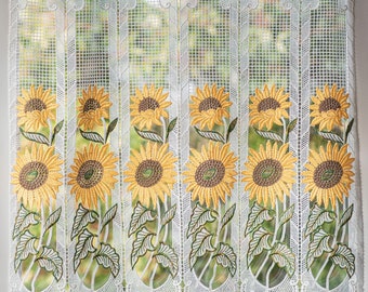 Tournesol Grand Soleil, Brise bise en broderie macramé.