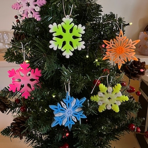 Handmade Large Neon Bright Snowflake Resin Christmas Decoration