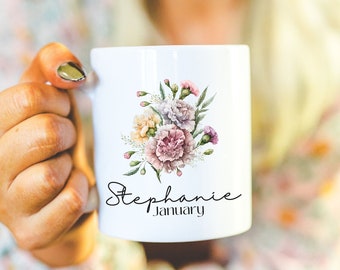 Custom Birth Flower Mug, Personalized Mug Gift, Custom Birthday Gift, Custom Mom Gift, Birth Month Flower, Birth Flower Mug, Mother's Day