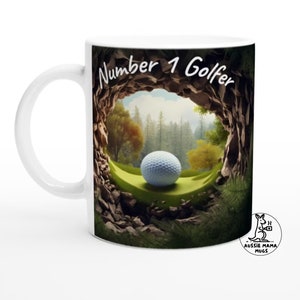 Personalised  3D Golf Mug, Golfing Mug for Dad Mum Grandad Men Women, Fun Golfer Present, Golf Ball Gear Accessories, Golf Lovers Coffee Mug