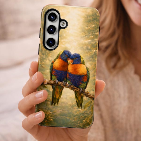 Funda para móvil con diseño de lorito arcoíris australiano, compatible con iPhone 17 16 15 14 13 12 11, Samsung S26 S25 S24 y Google Pixel 9 8 7, ideal para amantes de las aves.