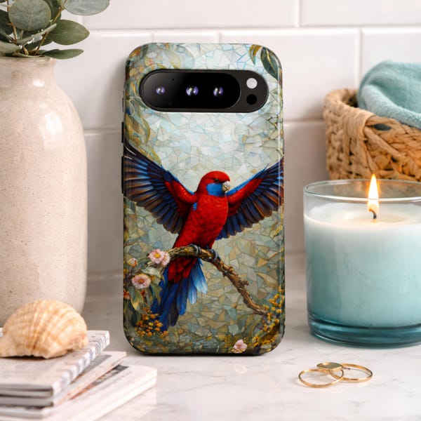 Funda rígida Tropical Australia Crimson Rosella para viajeros australianos y nuevos ciudadanos. Funda colorida para teléfono para amantes de las aves. Recuerdo de vacaciones.